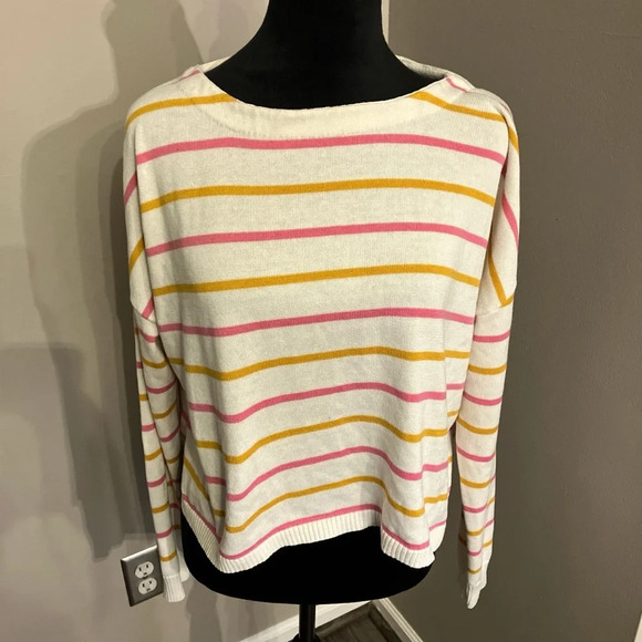 Lumiere size‎ small pink and yellow striped sweater. - Picture 1 of 2
